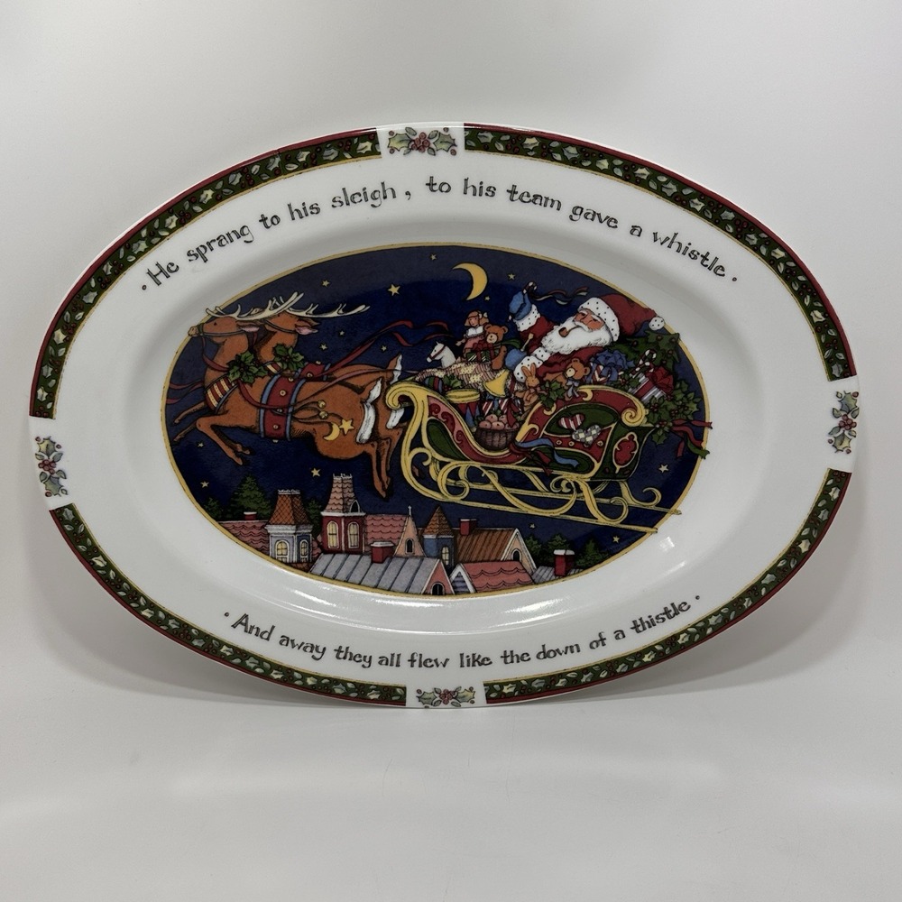 International China Co Susan Winget Christmas Story Oval Serving Platter 14.5"